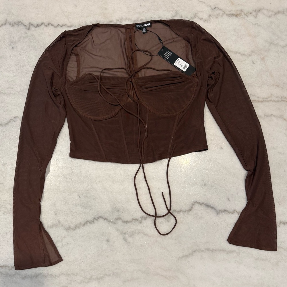 Long Sleeve Corset Crop Top